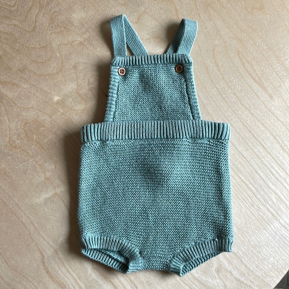 Janie & Jack Green Knitted Shortalls
